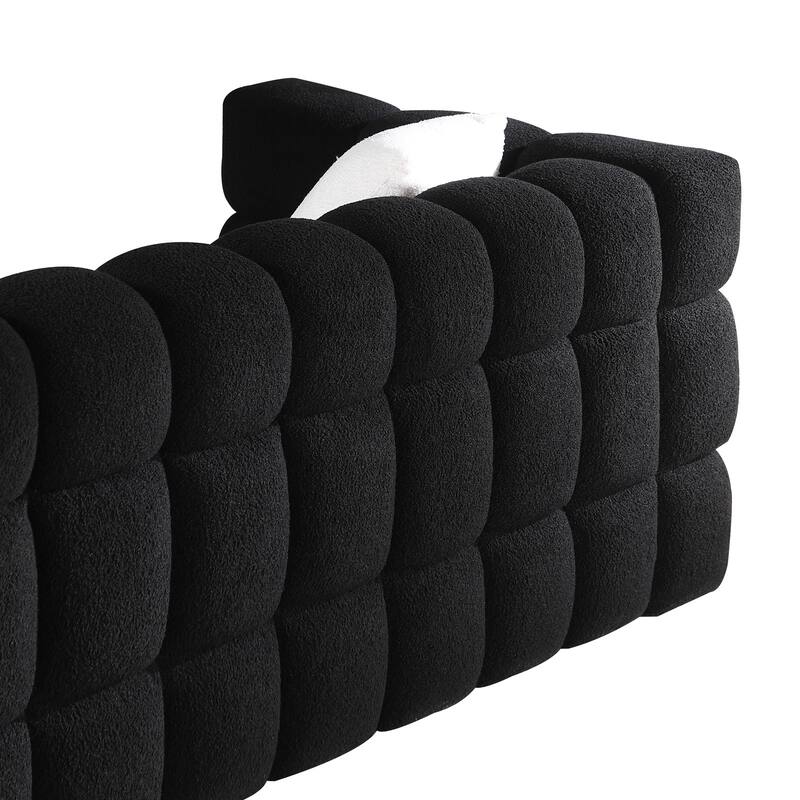 84.3" Boucle Marshmallow Sofa - 3-Seater with 35.8" Deep Seat, Ergonomic Design for US Homes and 2 Pillows
