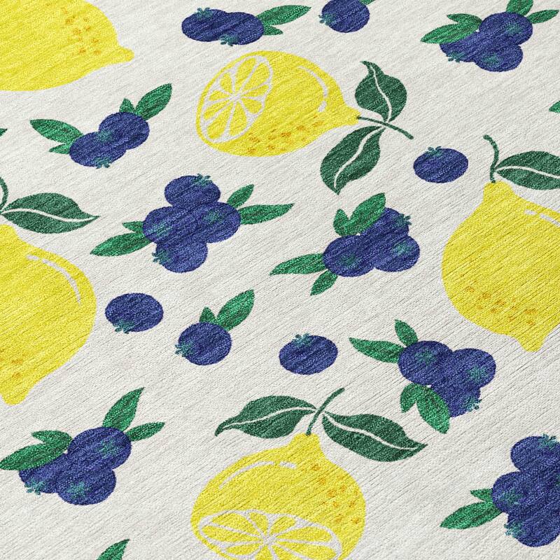 Machine Washable Indoor/ Outdoor Citrus Berry Chantille Rug