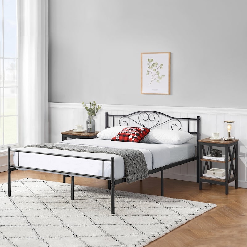 Taomika 3-Pieces Bed Frame and Modern Nightstands Sets
