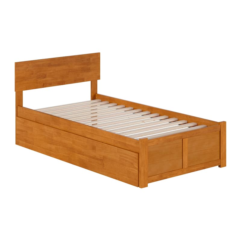 Orlando Platform Bed with Footboard and Twin Trundle Bed