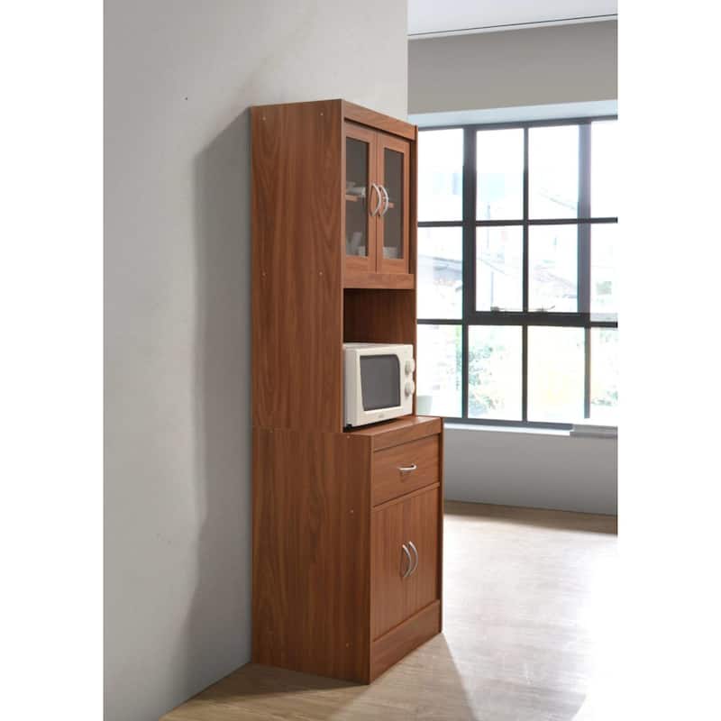 71" Red Top and Bottom Enclosed Kitchen Cabinet