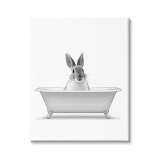 Stupell Bunny Peeking Bathtub Pet Canvas Wall Art by Annalisa Latella ...