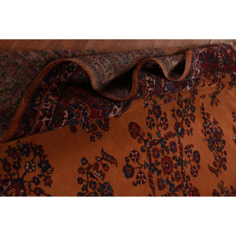 Orange Floral Sparta Turkish Area Rug Hand-Knotted Wool Carpet - 8'10"x 12'10"