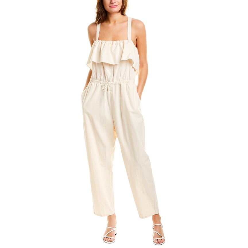 madewell apron ruffle jumpsuit