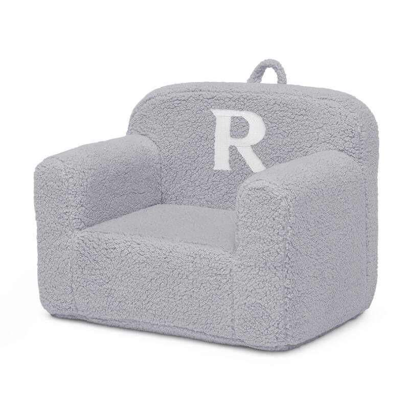 Personalized Monogram Cozee Sherpa Chair - Customize with Letter R - Foam Kids Chair for Ages 18 Months and Up