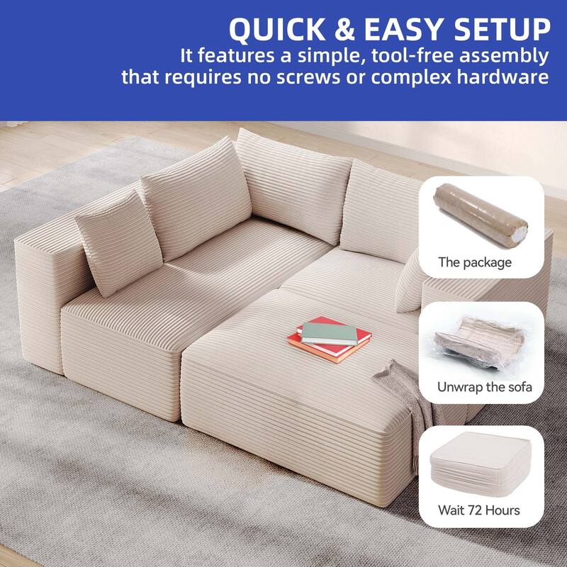 Moasis L Shaped Cloud Upholstered Couches Sectional Sofa with Deep Seat for Living Room or Bedroom