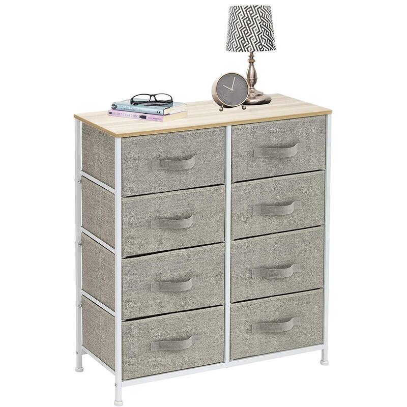 Modern Fabric and Metal 8-cubby Storage Tower