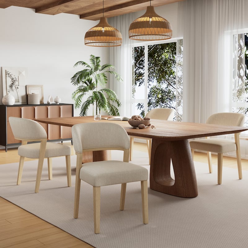 Christopher Knight Home - Caelum Rubberwood Upholstered Dining Chair with Cushioned Seat