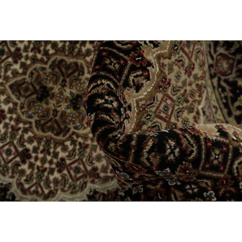 Hand Knotted Oriental 100% Wool Carpet Traditional Floral Black Tabriz-Mahi Area Rug - 5' 11'' X 4' 1''