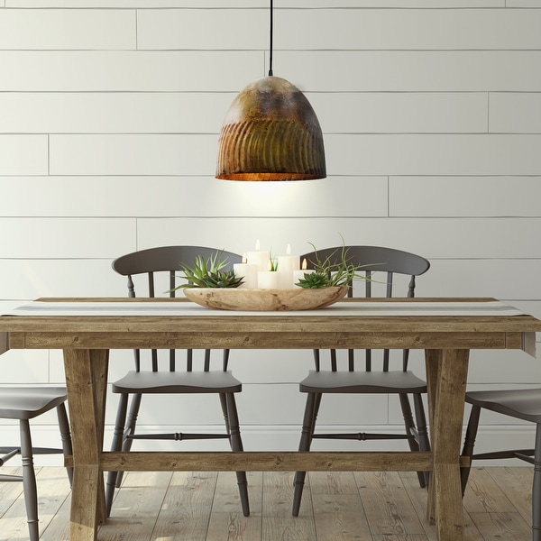 Carbon Loft Enstad 12-inch Fired Bronze Bowl 1-light Pendant. Opens flyout.