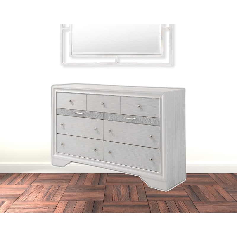 HomeRoots 63" White Manufactured Wood Nine Drawer Triple Dresser