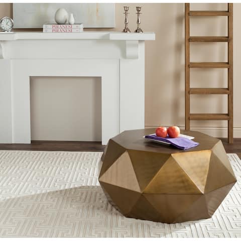 SAFAVIEH Astrid Copper Faceted Drum Coffee Table - 31" x 15.5" x 31"