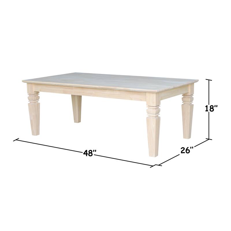 Unfinished Solid Parawood Java Coffee Table