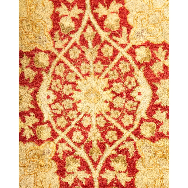 Overton Handknotted Wool Traditional Oriental Orange Area Rug - 8' x 10'