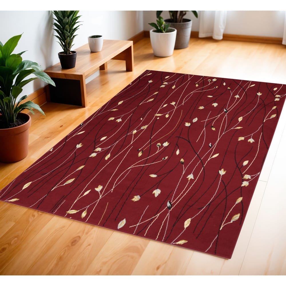 Lugi Power Loomed Floral Durable Area Rug By HomeRoots