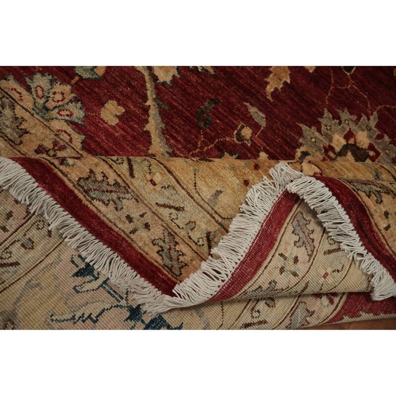 Hand Knotted Oriental 100% Wool Carpet Traditional All-Over Red Ziegler Area Rug - 13' 3'' X 9' 10''