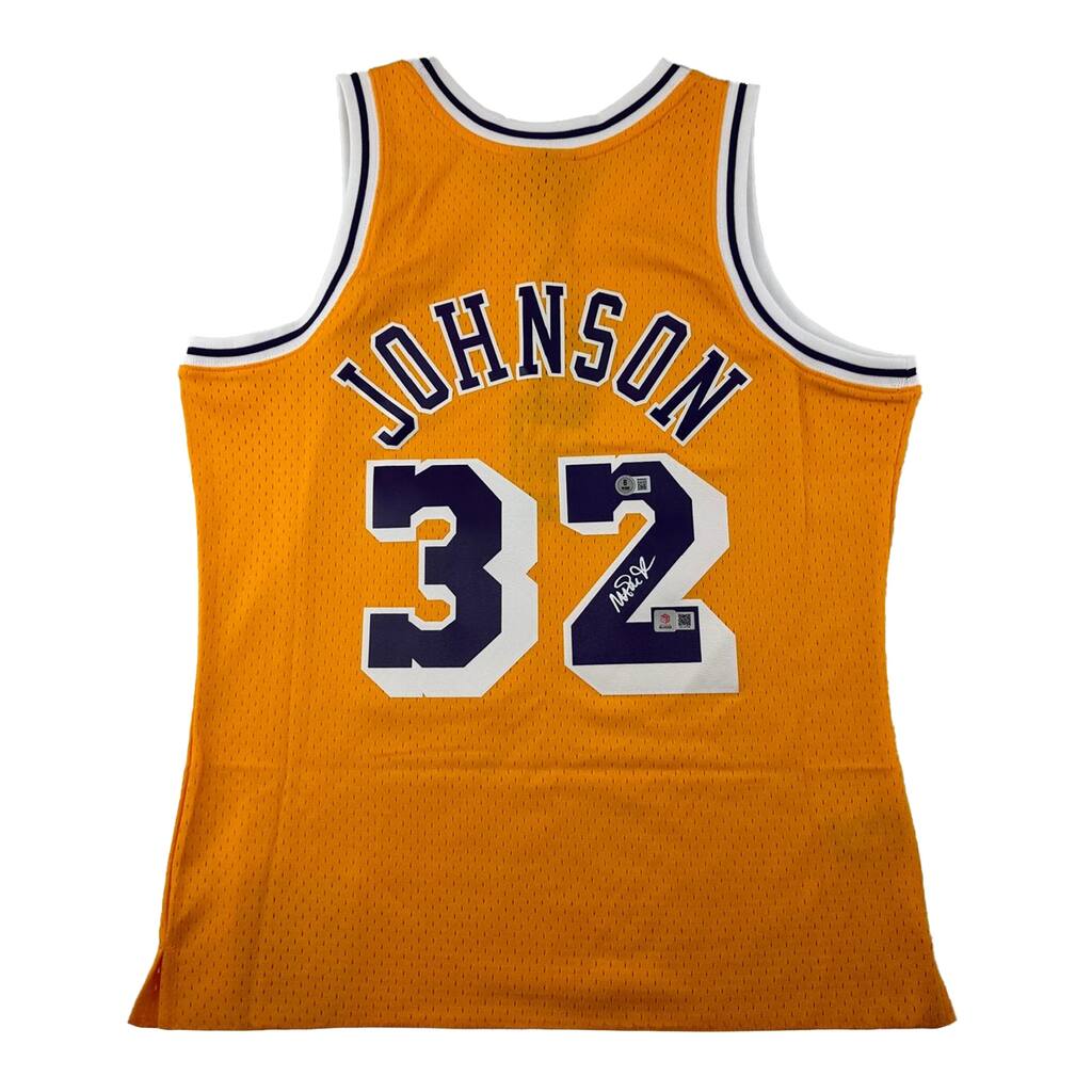 Magic Johnson Signed Los Angeles Lakers Throwback NBA Jersey