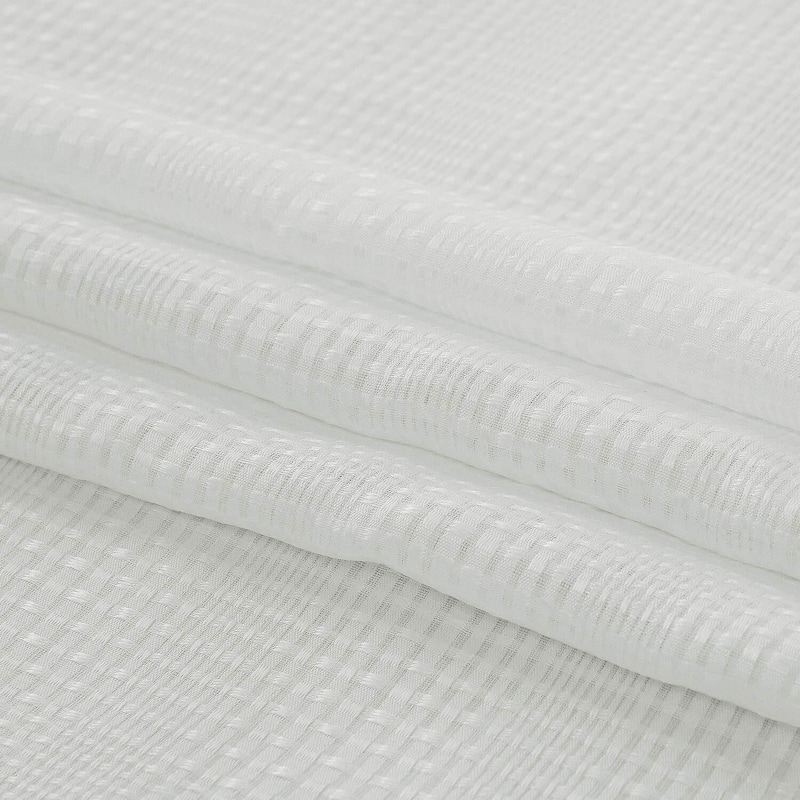 Deconovo White Sheer Grommet Curtains with Checkered Design, 2 Panels