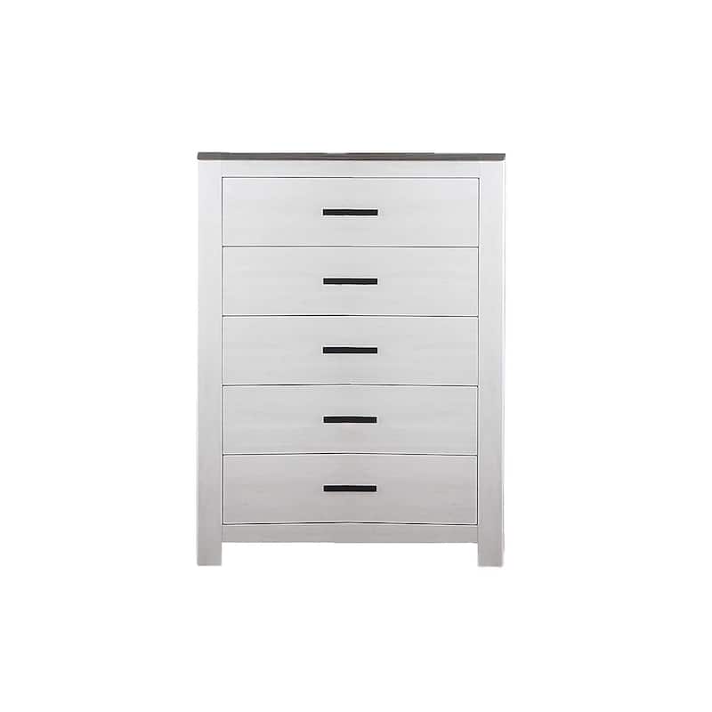 Modern Style Bed Dresser Mirror Nightstand Chest Set White Finish Bedroom Furniture