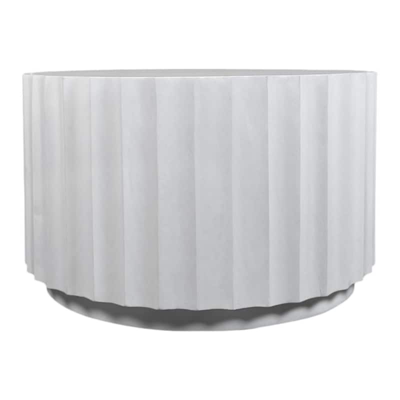 Harrison Groove Coffee Table - Elegant Round Solid Wood Top Side Table