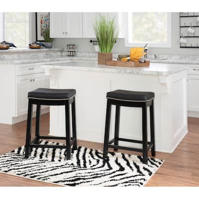 Linon Willamette Faux Leather Bar Stool (Set of 2) - Counter Height