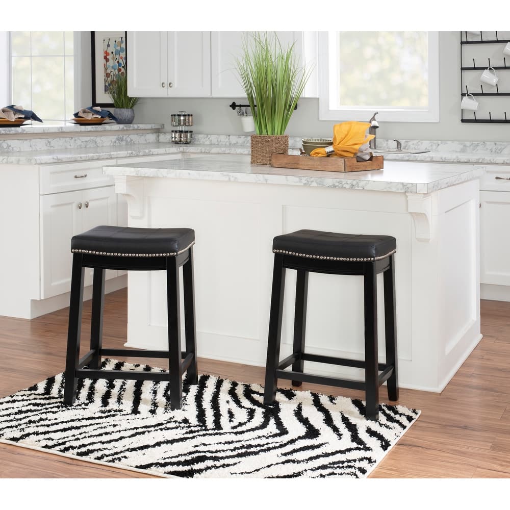 Linon Willamette Faux Leather Bar Stool (Set of 2) - Counter Height