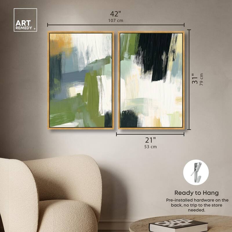 Textured Greens I Canvas Set of 2 by Art Remedy