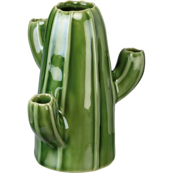 slide 1 of 1, Primitives by Kathy Green Cactus Shaped Planter Stoneware 5 Inches