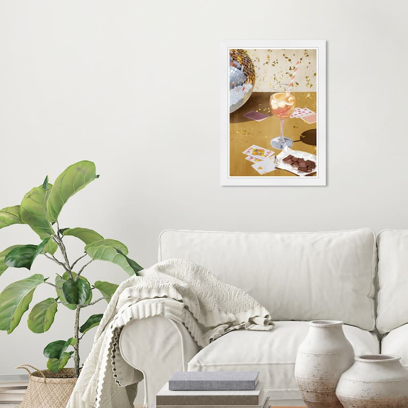 Wynwood Studio Golden Disco Celebration Framed Trendy Fashion Kitchen Art Prints