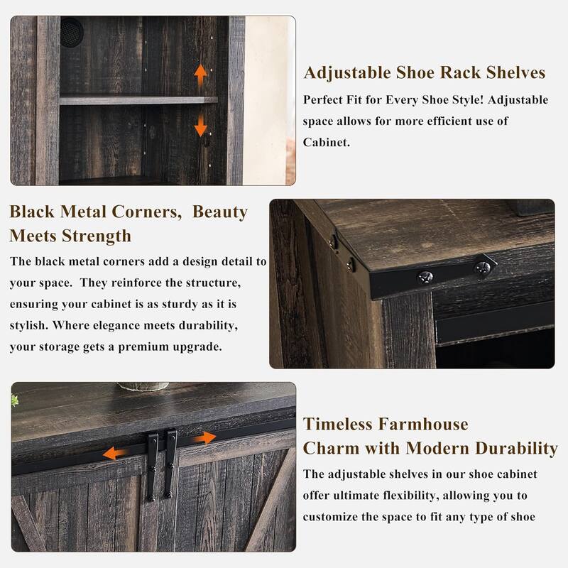 Farmhouse Shoe Storage Cabinet, 7-Tier Shoe Organizer, Shoe Rack