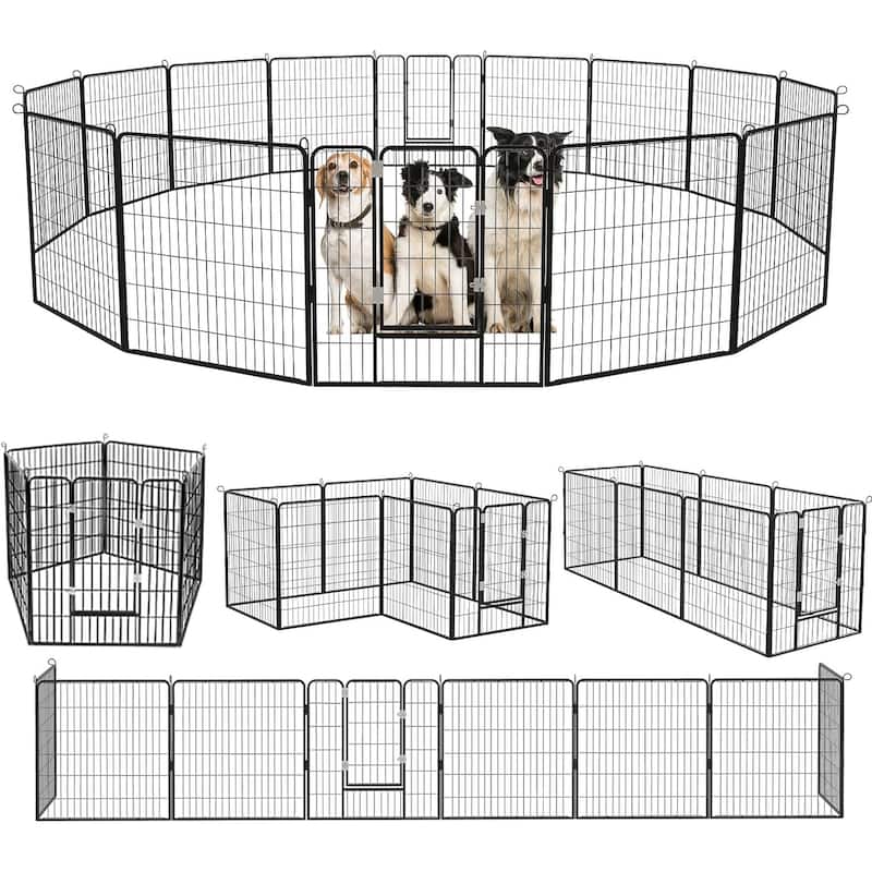 Bossin Dog Playpen Dog Kennel Pen Cage Dog Fence Exercise Pen with Doors 8/16/24 Panel - 40 inch 8 Panels