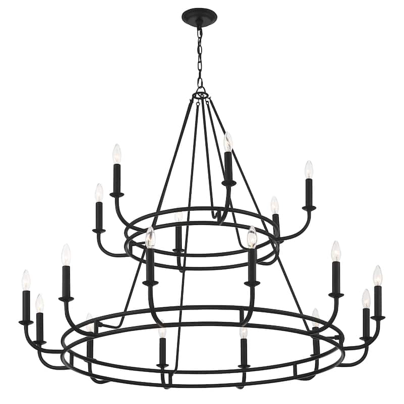 Bailey 18 Light Matte Black Chandelier - 48"W x 39"H