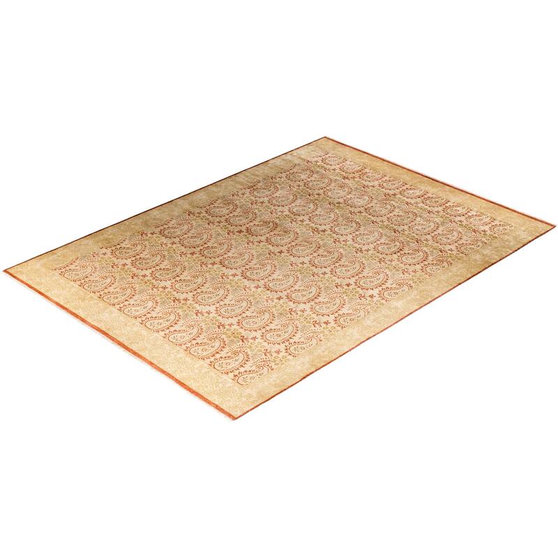 Ikat One-of-a-Kind Hand-Knotted Area Rug, Beige - 9' 0" x 12' 3"