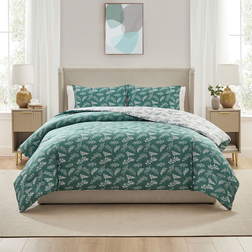 Empyrean 3PC Reversible Botanical Printed Comforter Bedding Set