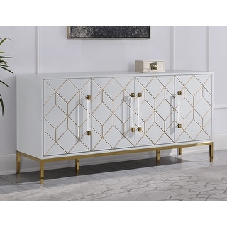 Best Master Furniture  65 Inch Lacquer Contemporary 4 Door Sideboard (White)