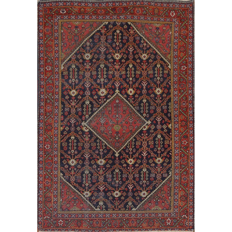 Vegetable Dye Mahal Persian Antique Area Rug Hand-Knotted Wool Carpet - 4'1"x 6'6"