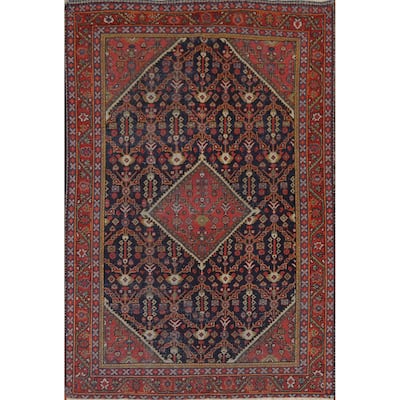 Vegetable Dye Mahal Persian Antique Area Rug Hand-Knotted Wool Carpet - 4'1"x 6'6"