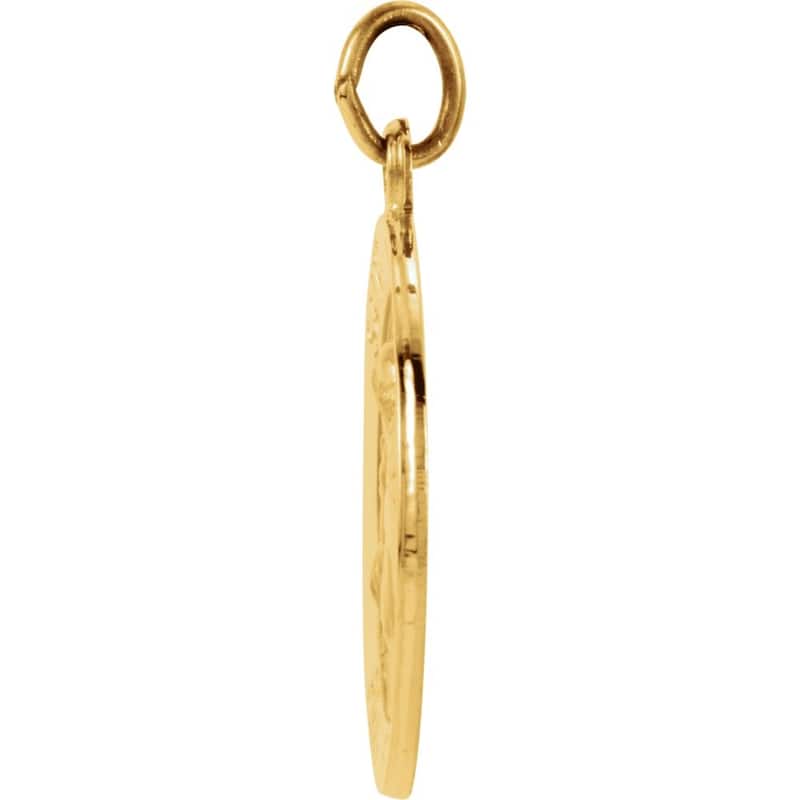 Curata Pendant 14k Yellow Gold 18mm Polished Round St. Anthony Medal Necklace, 16"