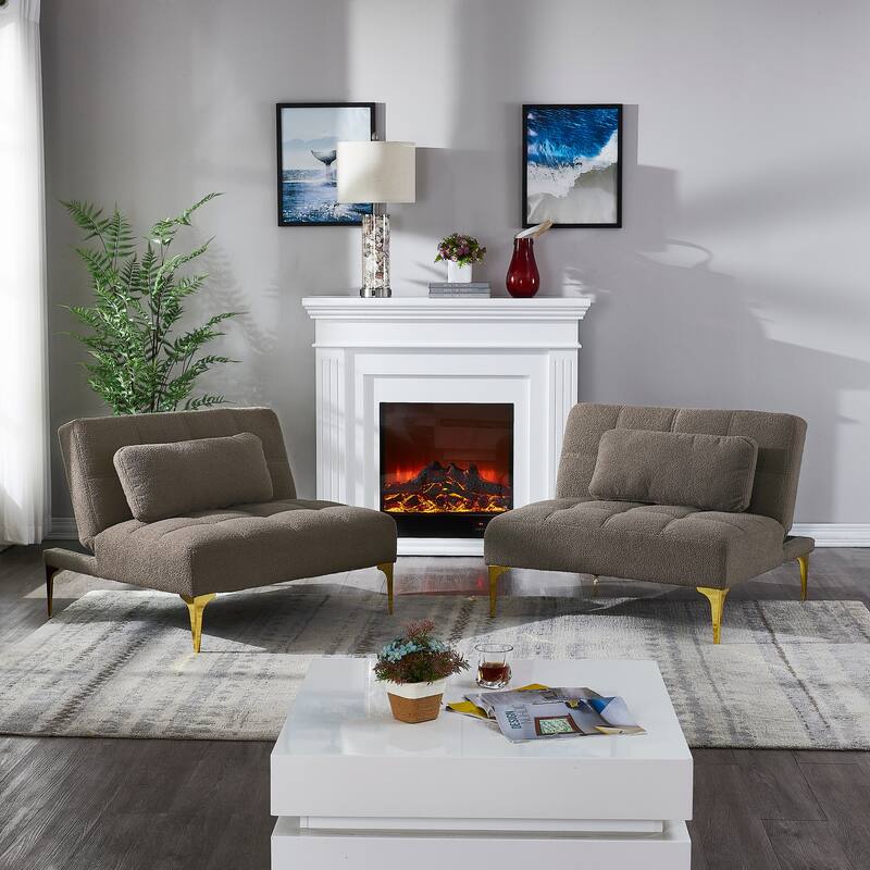 Convertible Sofa Bed with Teddy Fabric, Freely Configurable Sections