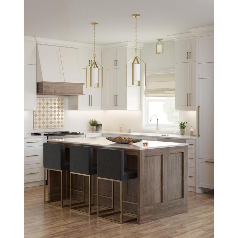 Vertex Collection One-Light Matte Black Etched White Contemporary Foyer Light - 12 in x 12 in x 22.5 in