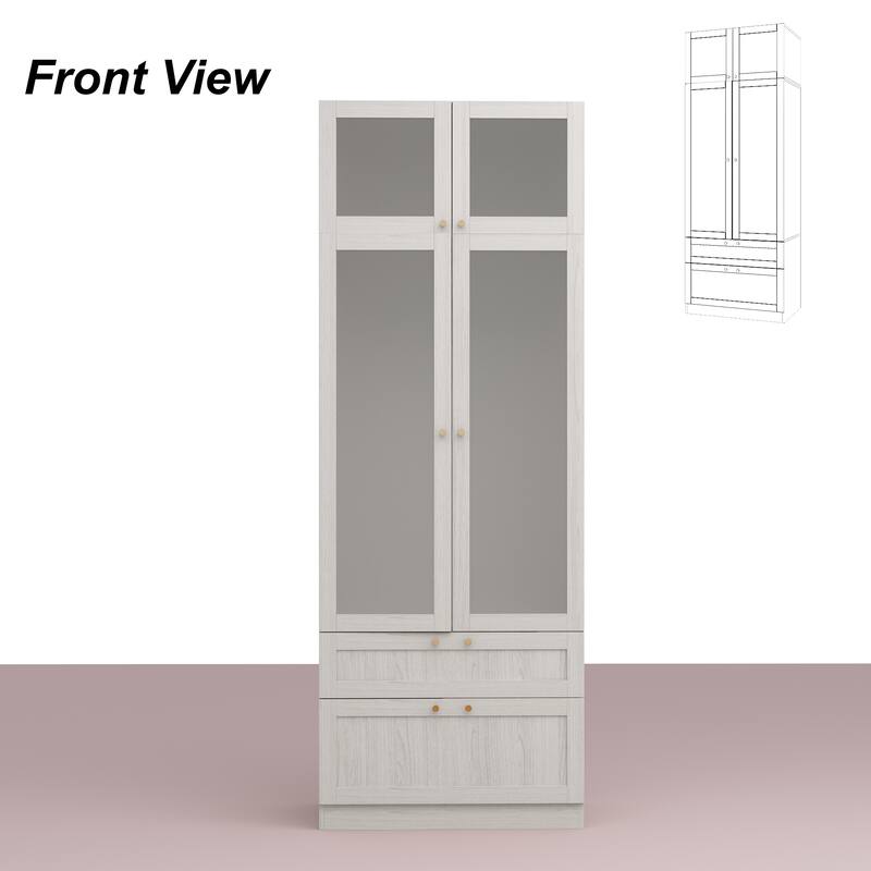 Combo Large Frosted Glass Closet: Versatile Wardrobe Options Armoires