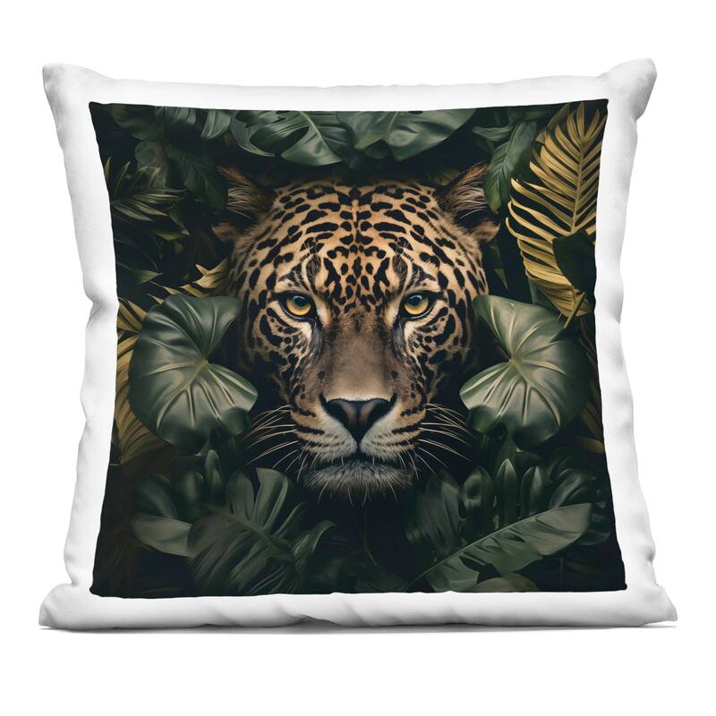 Stupell Leopard in Exotic Palms Decorative Printed Throw Pillow Design by Heidi Kuntz - Accent - Polyester - Green - Single