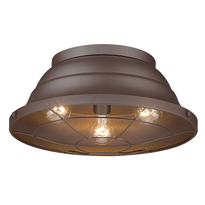 Bartlett Flush Mount - Outdoor - Textured Bronze with Textured Bronze Metal Cage