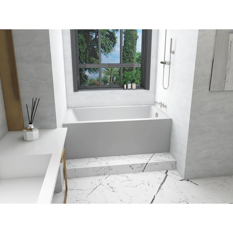 Indigo Home Alcove Soaking Bathtub 32x60 inch Right Drain in Glossy White