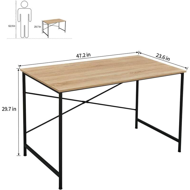 Homy Casa Modern Computer Desk, 47in Metal X Office Writing Table