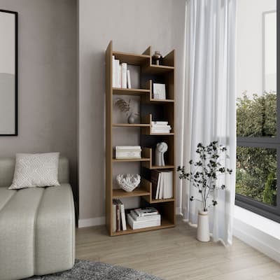 Clover 67" Tall Free standing 6-Tier Bookcase Storage Cabinet, Home Office, Living room, Bookshelf