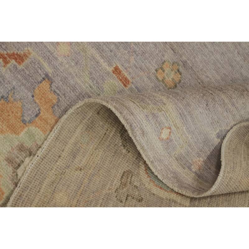 Vegetable Dye Wool Oushak Turkish Area Rug, Floral Geometric Carpet - 9' 9'' X 8' 0''
