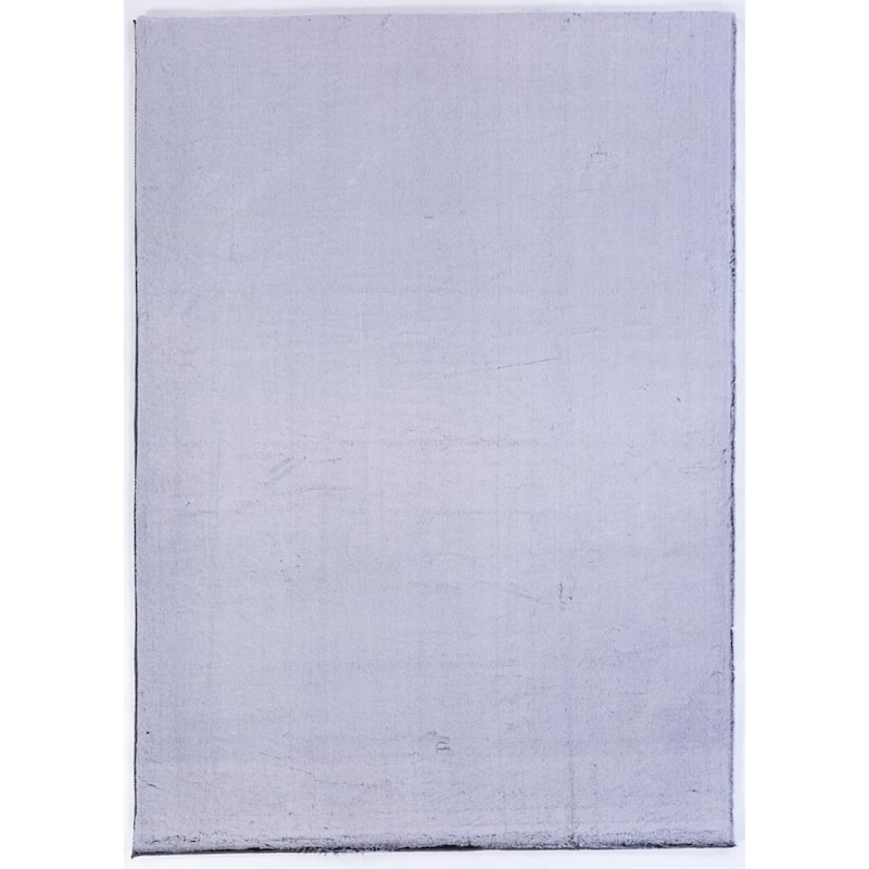 Faux Rabbit Collection Grey Fur Area Rug - 5'x7' - 5' X 7'