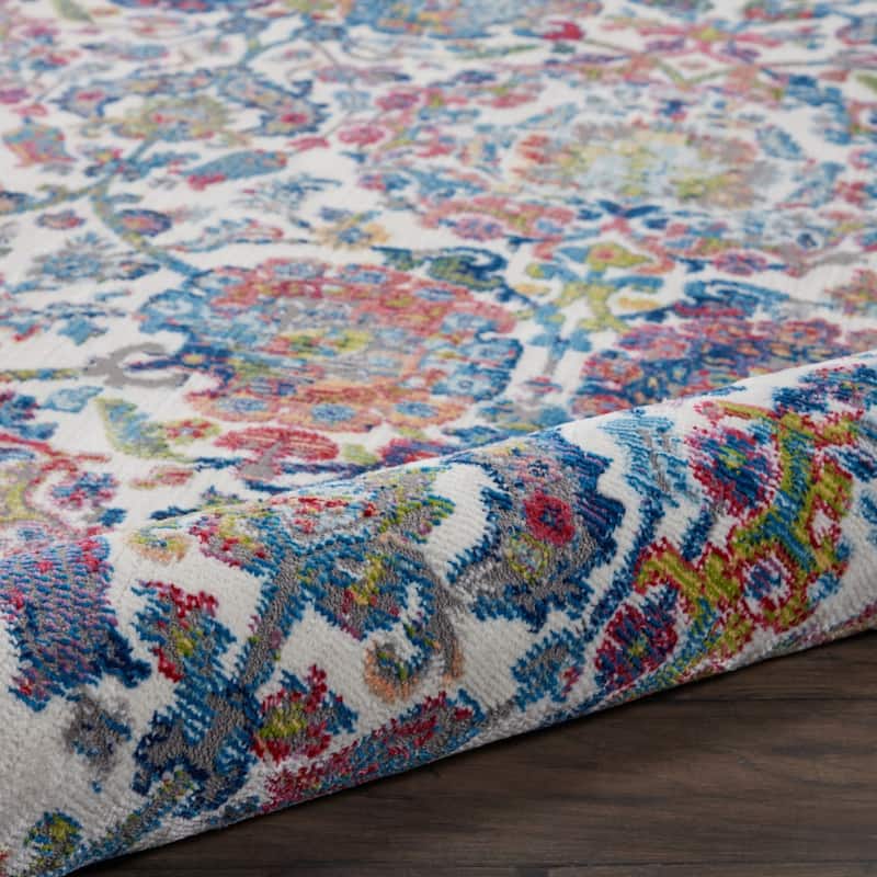 Jaguh Power Loomed Distressed Floral Traditional Non Skid Area Rug By HomeRoots - 90' X '63' X '0.5