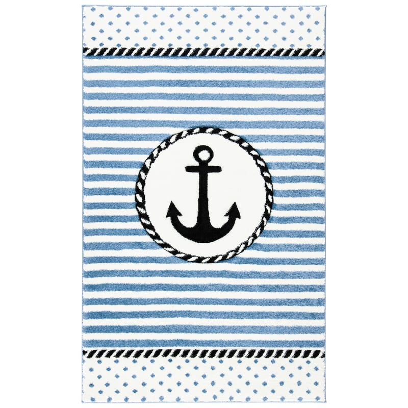 SAFAVIEH Carousel Kids Sybill Nautical Anchor Rug - 2' x 3' - Ivory/Navy